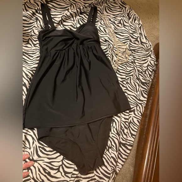 NWT Ladies Size Small 2 piece black bathing suit - Picture 2 of 16